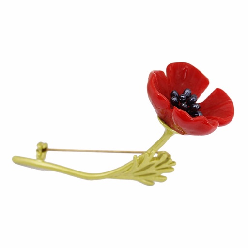 Red Flower Branch Enamel Pin Clip Brooch Jewelry Gift