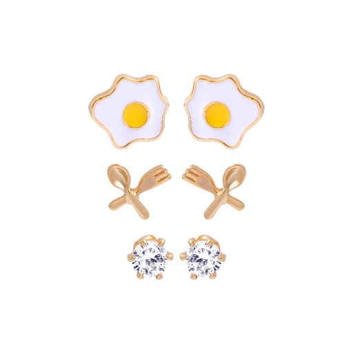 Flower Circle Pendant Beads Enamel Stud Earrings