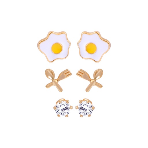Flower Circle Pendant Beads Enamel Stud Earrings