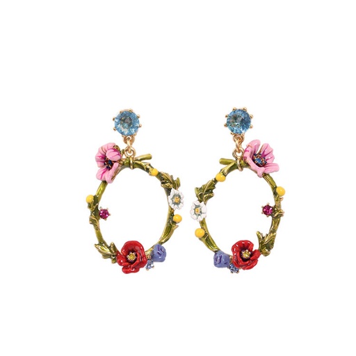 Flower Diamond 3 Pair Enamel Earrings Jewelry Stud Earrings