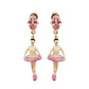 Pink Ballerina and Crystal Enamel Earrings