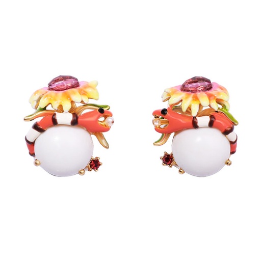 Flower Tree House Enamel Earrings