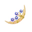 Blue Flower Moon Shape Enamel Brooch Jewelry Gift