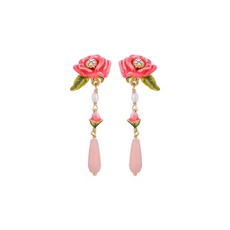 [19040234] Orange and Orange Blossom Flower Enamel Stud Dangle Earrings Jewelry Gift