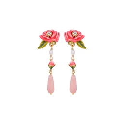 [19040234] Orange and Orange Blossom Flower Enamel Stud Dangle Earrings Jewelry Gift