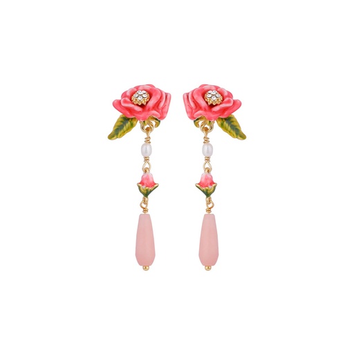 Orange and Orange Blossom Flower Enamel Stud Dangle Earrings Jewelry Gift