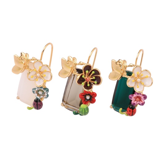 Garden Flower Series Enamel Glazed Peony Stud Earrings Zircon 925 Silver Needle