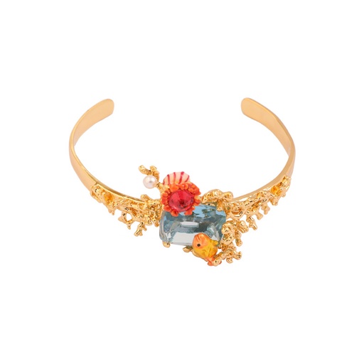 Goldfish and Crystal Enamel Bangle Bracelet