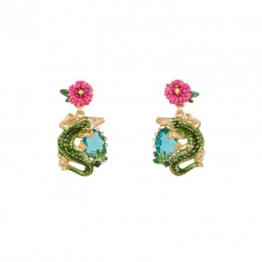 Ballerina with Golden Feather Enamel Earrings