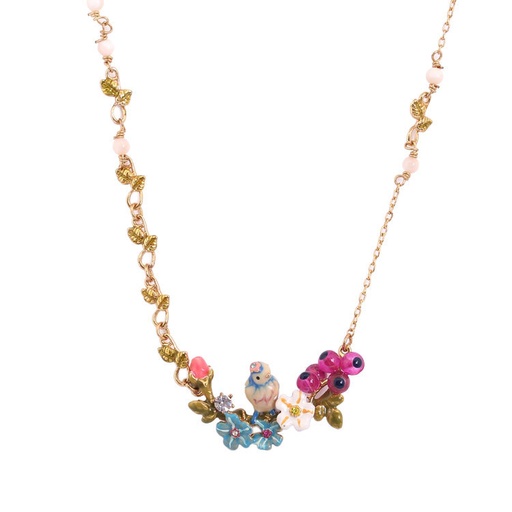 Blue Tit Bird On A Flowering Branch Enamel Necklace Jewelry Gift