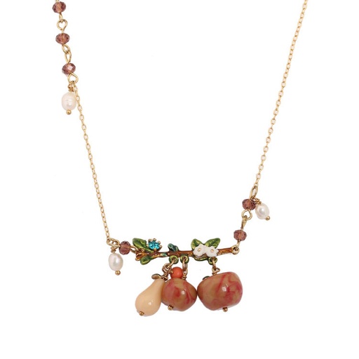 Hand Painted Enamel Glaze Gilded Pendant Necklace