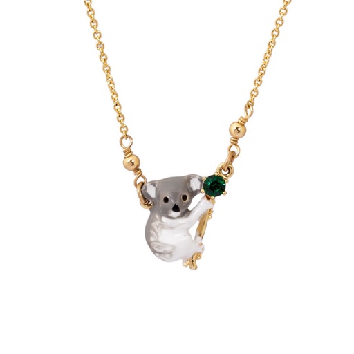 Cute Koala And Stone Enamel Necklace