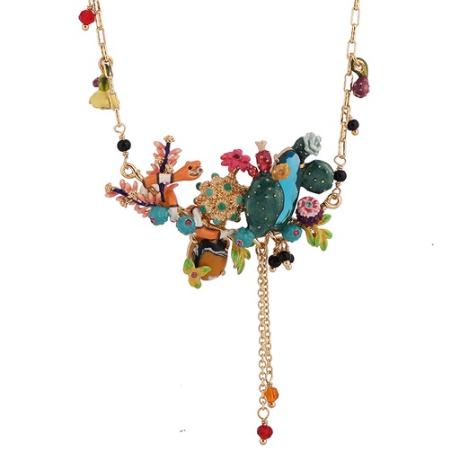 Hand Painted Enamel Glaze Flower Necklace Sweater Chain
