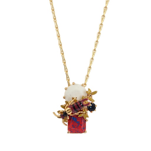 Blue Coral Purple Flower Enamel Adjustable Ring Jewelry Gift