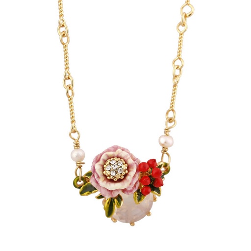 Fox And Stone Enamel Pendant Necklace