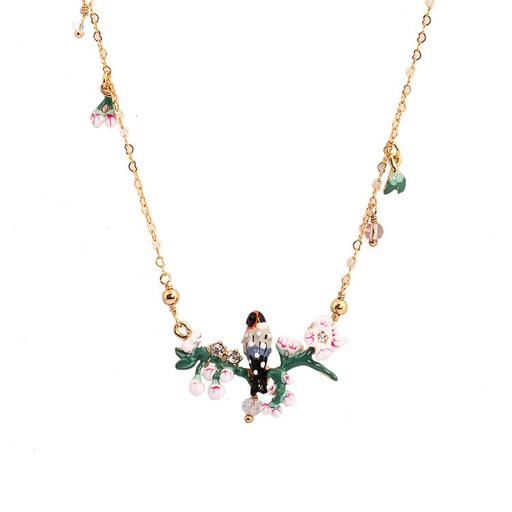 Bee And Red Stone Pendant Enamel Necklace