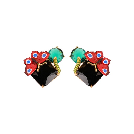 Brown Flower And Crystal Enamel Brooch