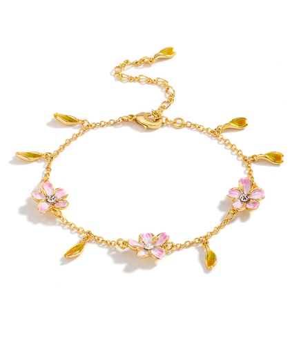 Cherry Blossom Flower Asymmetrical Enamel Hook Earrings