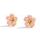 Pink Cherry Blossom Flower Enamel Stud Earrings