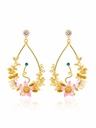 Cherry Blossom Flower Tear Drop Enamel Earrings