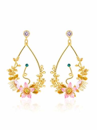 Cheery Blossom Flower Enamel Charm Thin Bracelet
