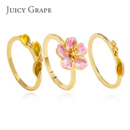 [20041224] Hand Painted Enamel Glazed Cherry Blossoms Flower Inlaid Gem Earrings