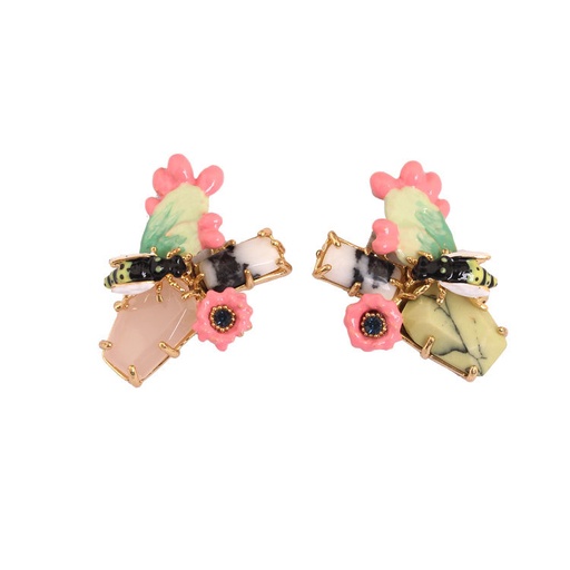 Big Eyes Spider Long Pendant Enamel Earrings