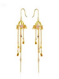Cherry Blossom Flower Tear Drop Enamel Earrings