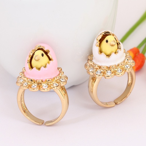 Set of 2 Enamel Rings Cherry Blossom and Bird