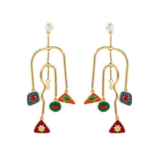 Hand Painted Enamel Glazed Cute Three-dimensional Bulldog Stud Earrings