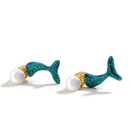 [20041161] Daisy Flower Lip Ladybug Leaf And Pearl Enamel Dangle Stud Earrings Jewelry Gift