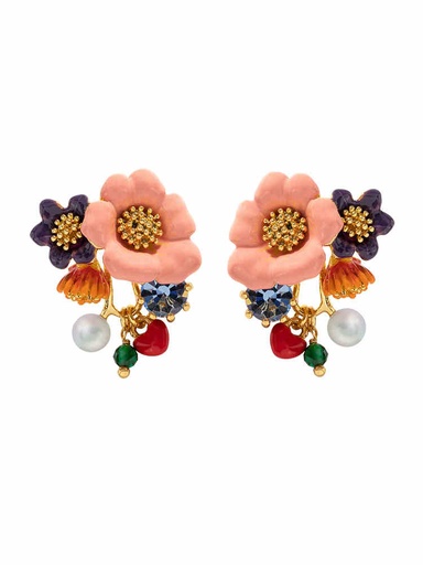 Dolphin Fish Tail Pearl Enamel Earrings