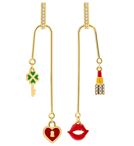 Hand Painted Enamel Glazed Flower Pendant Tassel Bracelet 18K Gold Plated Copper