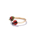 Ladybug And Leaf Enamel Adjustable Cuff Ring
