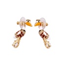 Pelican Bird And Zircon Enamel Stud Earrings
