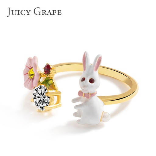 Flower And Crystal Enamel Ring