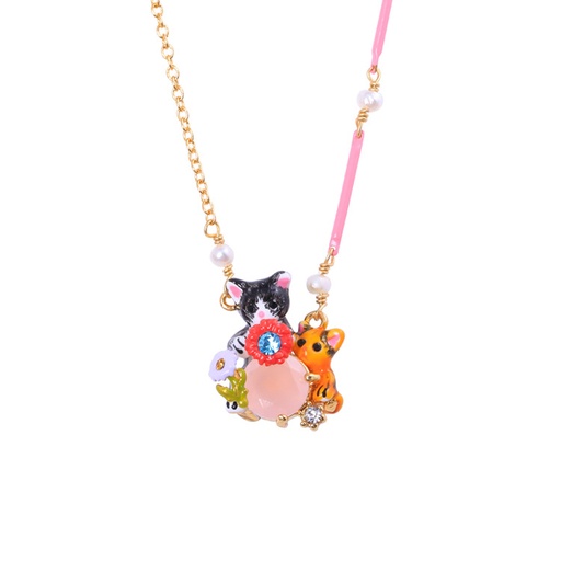 Teacup Pendant Long Chain Enamel Necklace