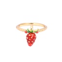Hand Painted Enamel Strawberry Ring Adjustable Size