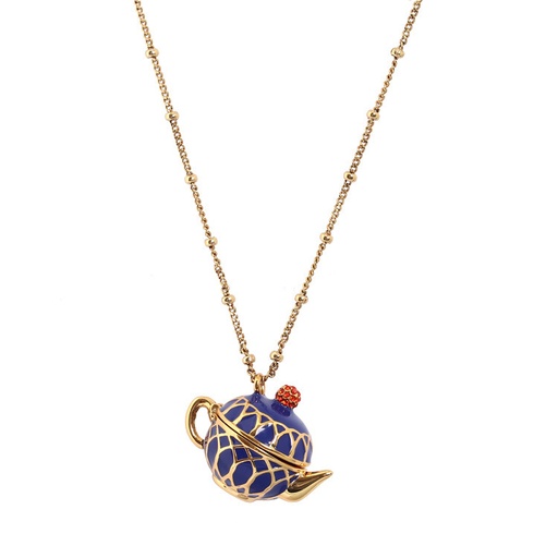 Rabbit On Flowers Pendant Enamel Necklace