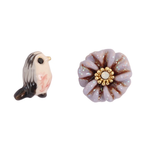 Cat Kitty And Stone Enamel Stud Earrings