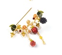 Red Black Raspberry Flower Crystal Enamel Brooch Jewelry Gift