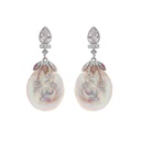 Baroque Pearl Silver Enamel Dangle Earrings Jewelry Gift