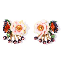 Killer Whale Flower Asymmetrical Enamel Earrings