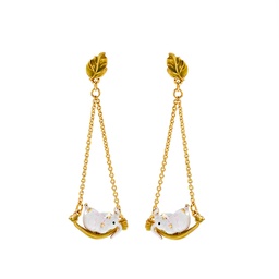 Snail on Branch Enamel Earrings