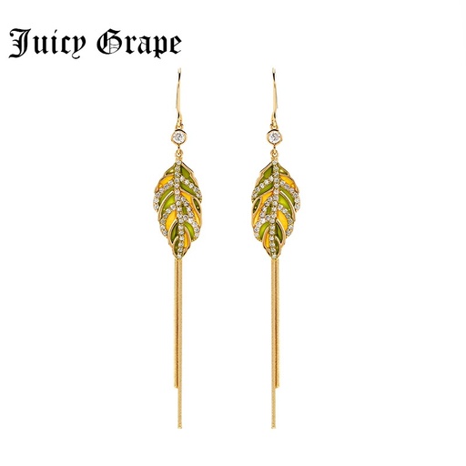 Juicy Grape Enamel Glazed Flower Long Tassel Stud Earrings