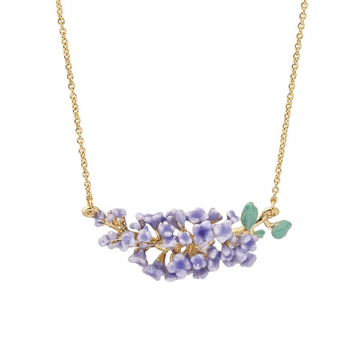 Lavender Flower Enamel Necklace