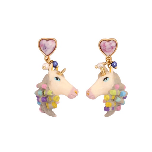 Heart Colorful Horse Head Enamel Earrings Jewelry Stud Clip Earrings