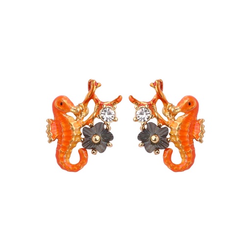 Hippocampus Enamel Earrings Jewelry Stud Clip Earrings