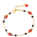 Ladybug Beads Red Heart Gold Plated Jewelry Enamel Bracelet