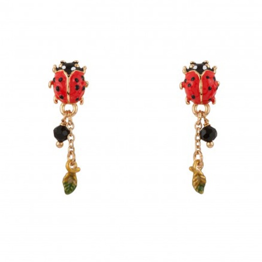 Ladybug Tassel Enamel Stud Earrings